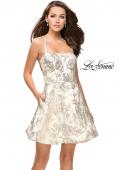 Picture of: Metallic Floral Dress with Pockets and Criss Cross Straps in Ivory Gold, Style: 26656, Detail Picture 1