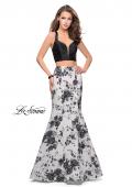Picture of: Floral Two Piece Prom Gown with Strappy Back in Ivory Multi, Style: 25756, Main Picture