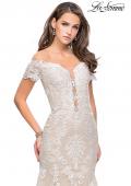 Picture of: Polka Dot Off the Shoulder Two Piece Tulle Prom Dress in Ivory/Nude, Style: 26192, Detail Picture 2