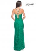 Picture of: Stretch Lace Dress with Bustier Top and Illusion Back in Jade, Style: 32248, Detail Picture 8