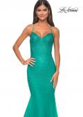 Picture of: Mermaid Prom Dress with Rhinestones and Lace Up Back in Jade, Style: 32273, Detail Picture 8