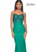 Picture of: Gorgeous Rhinestone Bodice with Ruched Jersey Skirt Prom Dress in Jade, Style: 31989, Detail Picture 16