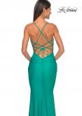 Picture of: Gorgeous Rhinestone Bodice with Ruched Jersey Skirt Prom Dress in Jade, Style: 31989, Detail Picture 17