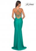 Picture of: Gorgeous Rhinestone Bodice with Ruched Jersey Skirt Prom Dress in Jade, Style: 31989, Detail Picture 18