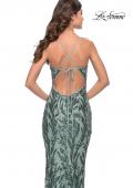 Picture of: Deep V Print Sequin Gown in Jade in Jade, Style: 31522, Detail Picture 3