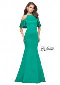 Picture of: Form Fitting Satin Mermaid Dress with Shoulder Cutouts in Jade, Style: 26145, Detail Picture 5