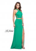 Picture of: Halter Two Piece Satin Prom Dress with Caged Back in Jade, Style: 26171, Detail Picture 6