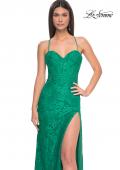 Picture of: Stretch Lace Dress with Bustier Top and Illusion Back in Jade, Style: 32248, Detail Picture 6