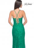 Picture of: Stretch Lace Dress with Bustier Top and Illusion Back in Jade, Style: 32248, Detail Picture 7