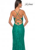 Picture of: Rhinestone Lace Embellished Prom Dress with High Side Slit in Bright Colors in Jade, Style: 32308, Detail Picture 7