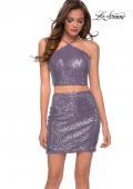 Picture of: Two Piece Sequin Homecoming Dress with HIgh Neckline in Lavender Gray, Style: 29258, Detail Picture 1