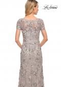 Picture of: Glamorous Beaded Lace Column Dress with Short Sleeves in Purple, Style: 30053, Detail Picture 2