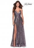 Picture of: Sequin A-line Prom Dress with Slit and Pockets in Lavender Gray, Style: 28276, Main Picture