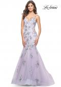 Picture of: Mermaid Gown with Two Tone Lace Appliques in Lavender Gray, Style: 32091, Main Picture