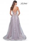 Picture of: Gorgeous Sequin and Beaded Lace Applique Tulle Gown in Lavender Gray, Style: 32200, Back Picture