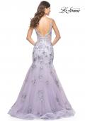 Picture of: Mermaid Gown with Two Tone Lace Appliques in Lavender Gray, Style: 32091, Detail Picture 1