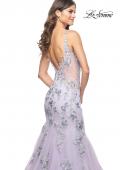 Picture of: Mermaid Gown with Two Tone Lace Appliques in Lavender Gray, Style: 32091, Detail Picture 3