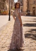 Picture of: Cap Sleeve Long Evening Gown with Lace Detailing, Style: 27854, Back Picture