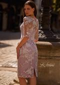 Picture of: Tea Length Lace Gown with Three Quarter Sleeves, Style: 27895, Back Picture