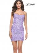 Picture of: Bright Neon Sequin Print Homecoming Dress in Lavender, Style: 31873, Detail Picture 1