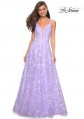 Picture of: Pastel A-Line Floral Prom Dress with Strappy Back in Lavender, Style: 27759, Main Picture