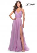 Picture of: Chiffon Prom Dress with Ruched Bodice and Slit in Lavender, Style: 30840, Main Picture