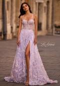 Picture of: Stunning Floral Tulle Gown with Corset Top and Slit in Lavender , Style 32695, Main Picture