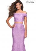 Picture of: Lace Two Piece Off the Shoulder Dress with Rhinestones in Lavender, Style: 27443, Detail Picture 8
