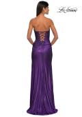Picture of: Net Jersey Prom Dress with Strapless Top and Flattering Ruching in Lavender , Style: 32946, Detail Picture 8