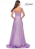 Picture of: A-Line Satin Gown with Ruched Bodice and V Neck in Lavender, Style: 31505, Detail Picture 9