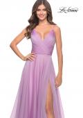 Picture of: Chiffon Dress with Pleated Bodice and Pockets in Lavender, Style: 31500, Detail Picture 11