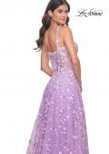 Picture of: Floral Embellished A-Line Dress with Bustier Illusion Top in Lavender, Style: 31996, Detail Picture 12