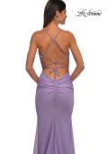 Picture of: Ruched Net Jersey Gown with Square Neckline in Lavender, Style: 33086, Detail Picture 12