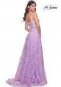 Picture of: Floral Embellished A-Line Dress with Bustier Illusion Top in Lavender, Style: 31996, Detail Picture 14