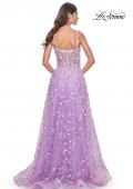 Picture of: Floral Embellished A-Line Dress with Bustier Illusion Top in Lavender, Style: 31996, Detail Picture 15
