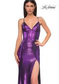 Picture of: Fitted Metallic Jersey Prom Dress with Corset Style Top in Lavender , Style 32877, Detail Picture 17