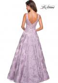 Picture of: Floral A Line Dress with Sheer Bodice and V Back in Lavender, Style: 27505, Back Picture