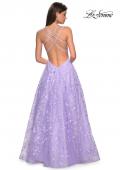 Picture of: Pastel A-Line Floral Prom Dress with Strappy Back in Lavender, Style: 27759, Back Picture