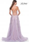 Picture of: Two Tone Tulle A-Line Prom Dress with Floral Beaded Detail in Lavender, Style: 32090, Back Picture