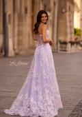 Picture of: Stunning Floral Tulle Gown with Corset Top and Slit in Lavender , Style 32695, Back Picture
