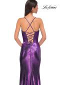 Picture of: Fitted Metallic Jersey Prom Dress with Corset Style Top in Lavender , Style 32877, Detail Picture 18