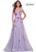 Picture of: Strapless A-Line Gown with Multi Color Sequin Lace Detail in Lavender, Style: 32156, Detail Picture 1