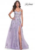 Picture of: A-Line Tulle Prom Dress with Two Tone Beautiful Lace Applique in Lavender, Style: 32221, Detail Picture 1