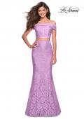 Picture of: Lace Two Piece Off the Shoulder Dress with Rhinestones in Lavender, Style: 27443, Detail Picture 2