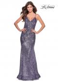 Picture of: Sequin Prom Gown With Drop Waist and V-Neckline in Lavender, Style: 28713, Detail Picture 2