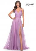 Picture of: Chiffon Dress with Pleated Bodice and Pockets in Lavender, Style: 31500, Detail Picture 2