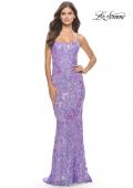 Picture of: Print Sequin Gown with Square Neckline in Lavender, Style: 31521, Detail Picture 2