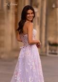 Picture of: Stunning Floral Tulle Gown with Corset Top and Slit in Lavender , Style 32695, Detail Picture 2