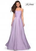 Picture of: Strapless Satin Gown with Ruching and Pockets in Lavender, Style: 27130, Detail Picture 3