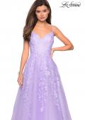 Picture of: Floral Embellished A-Line Tulle Prom Dress in Lavender, Style: 27819, Detail Picture 3